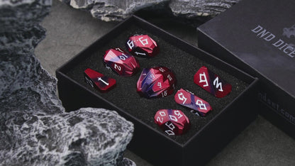 DND Metal Dice Set for RPG Gamers-Black Red