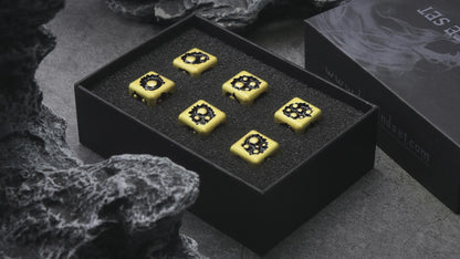 D6 Dice Set of Six Pcs 15mm, Cool Unique Metal 6 Sided Dice -D6 Gold Black