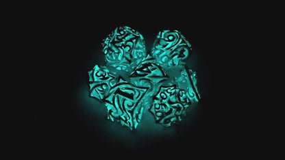 Glow in The Dark DND Dice  of 7 Polyhedral Dice Set Hollow Metal Vine D&D Dice D and D RPG Dice