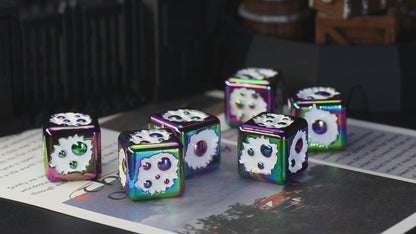 Metal D6 Dice, 6 Sided Dice Set of 6,DND Metal Dice Set for D and D Gifts-Dazzling White