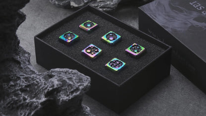 D6 Dice Set of Six Pcs 15mm, Cool Unique Metal 6 Sided Dice - D6 Dazzle Black