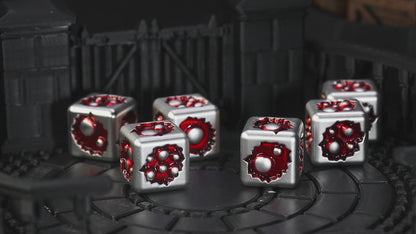 Metal D6 Dice, 6 Sided Dice Set of 6,DND Metal Dice Set for D and D Gifts-White Red